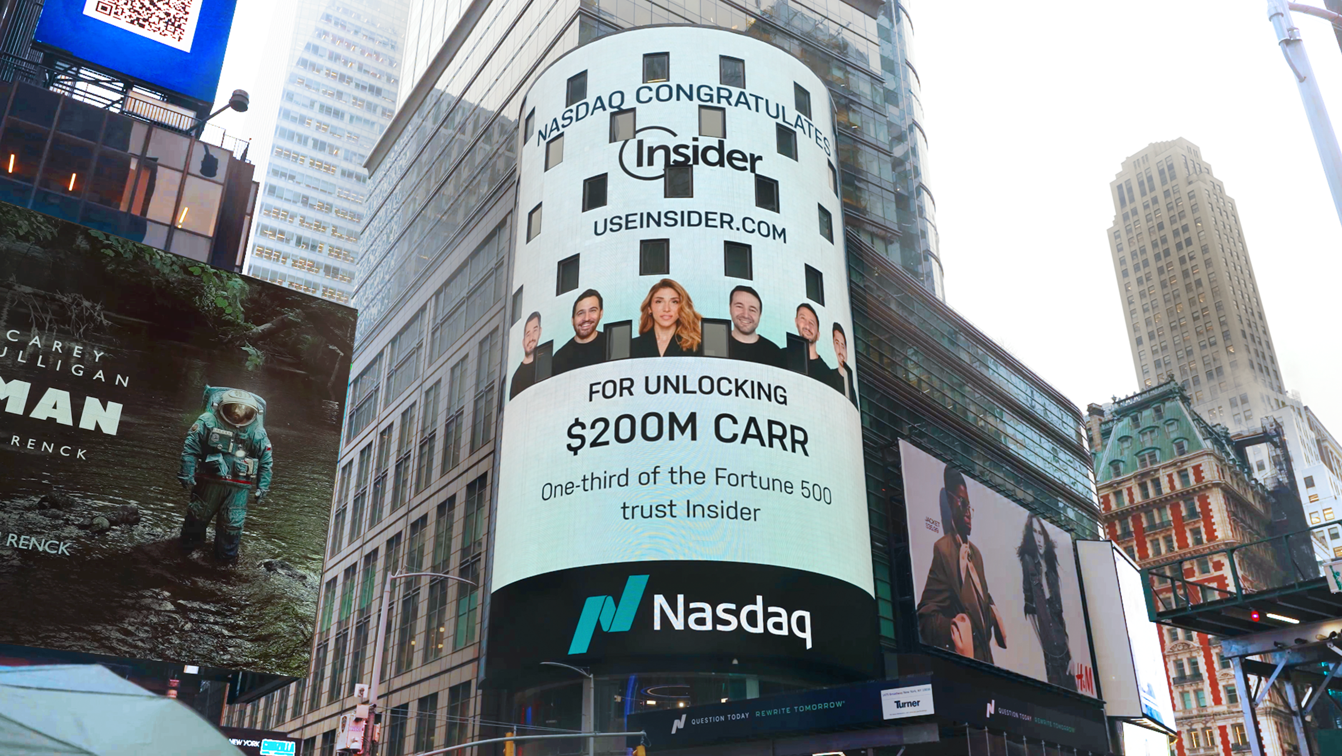 NASQAQ celebrates Insider founders for unlocking $200M USD CARR. One-third of the Fortune 500 trust Insider.