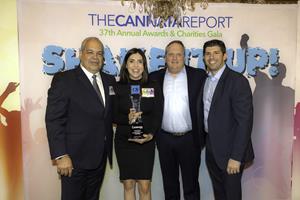 ConnectWise accepts the 2022 Frank Award for Best IT Services Provider_Pictured L to R is Luis a Villa, Jenna Miner, Michael Amiri, and Adam Weiss
