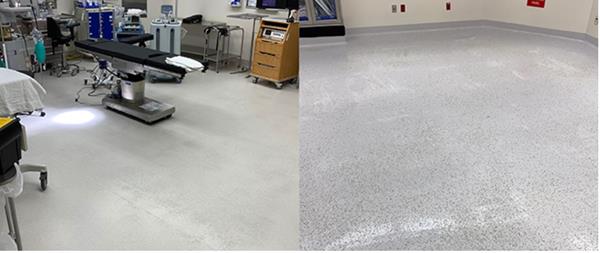 Before (left) and after (right) - Hospital room transformation using the Bona Resilient Floor Renovation Solution