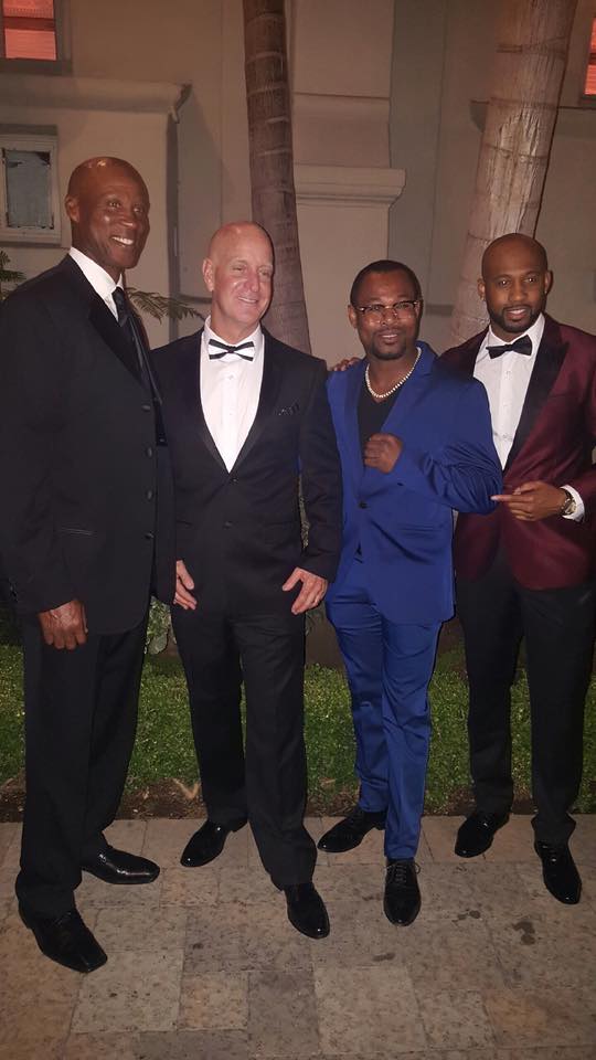 Steve supports many nonprofit organizations that help veterans, children, domestic violence, and sex trafficking victims. He has supported the Face Forward Foundation since 2016; he's pictured here at their annual gala with Byron Scott, Shane Mosley, and Nathan Palmer. 