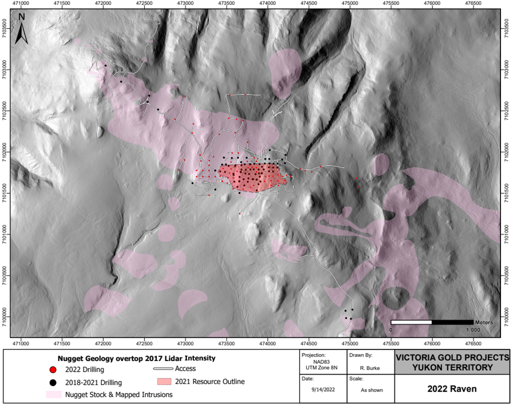 Raven Resource Outline and Nugget intrusions