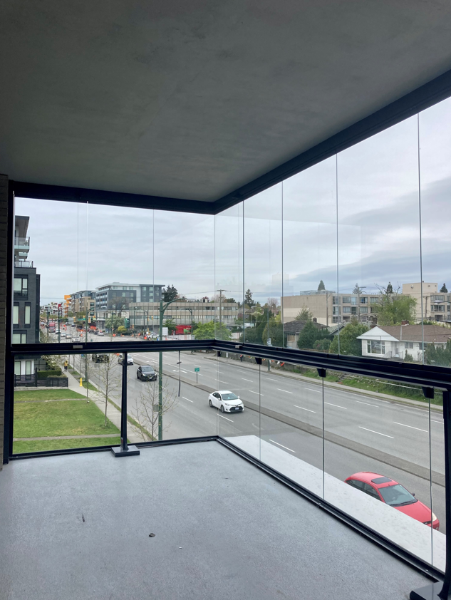 Balcony from inside with retractable glass