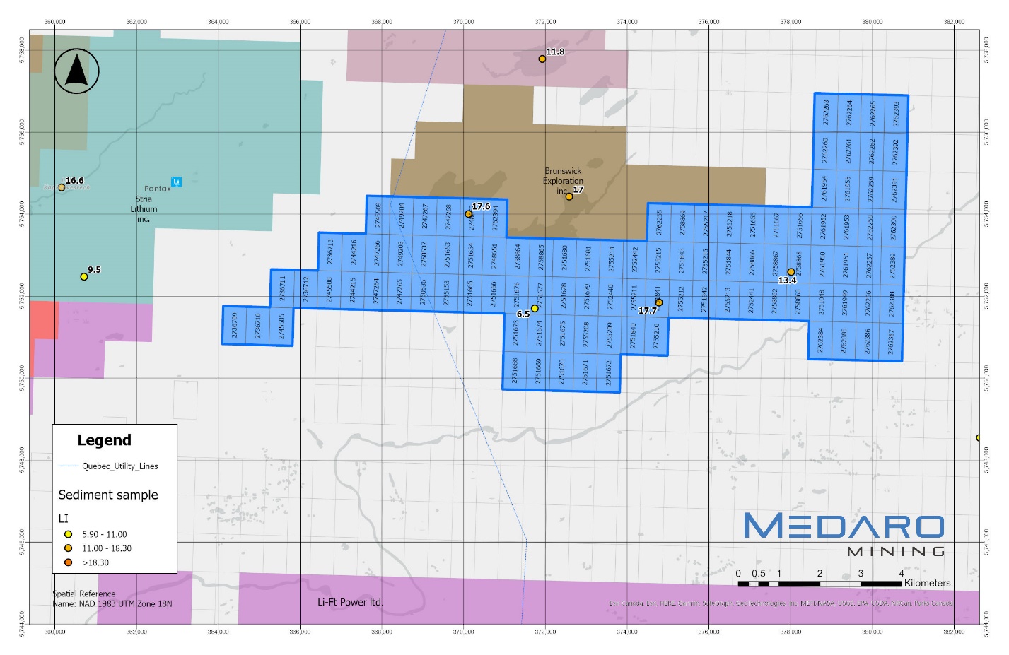 Figure 1: Medaro James Bay Pontax Lithium Claims