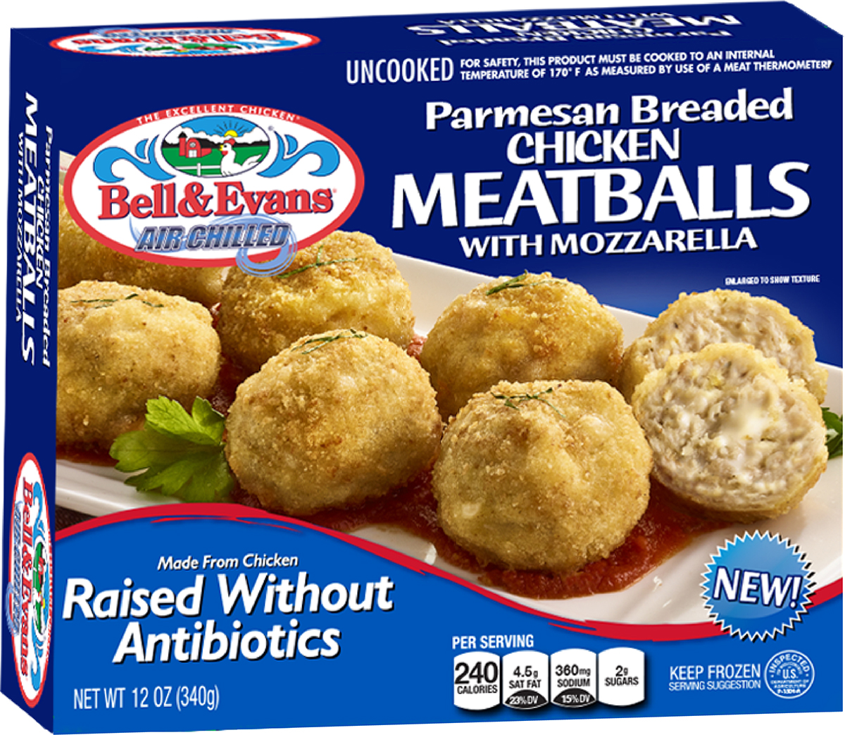 Bell & Evans Parmesan Breaded Chicken Meatballs with Mozzarella