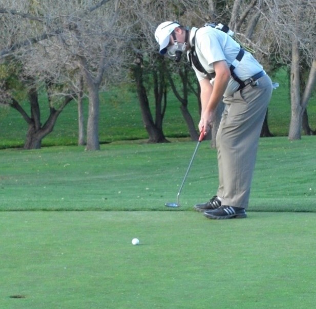 Golfer undergoing V02 max profile to establish their basic aerobic fitness.