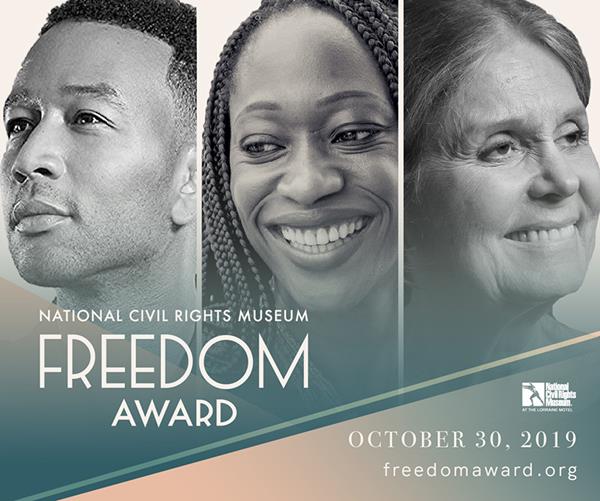 Entertainer John Legend, activist Hafsat Abiola, and feminist Gloria Steinem receive the National Civil Rights Museum's Freedom Award for their contributions and achievements toward equality.