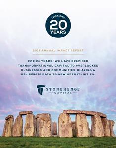 Stonehenge Capital celebrates 20 years of investing with purpose in 2019 Annual Impact Report