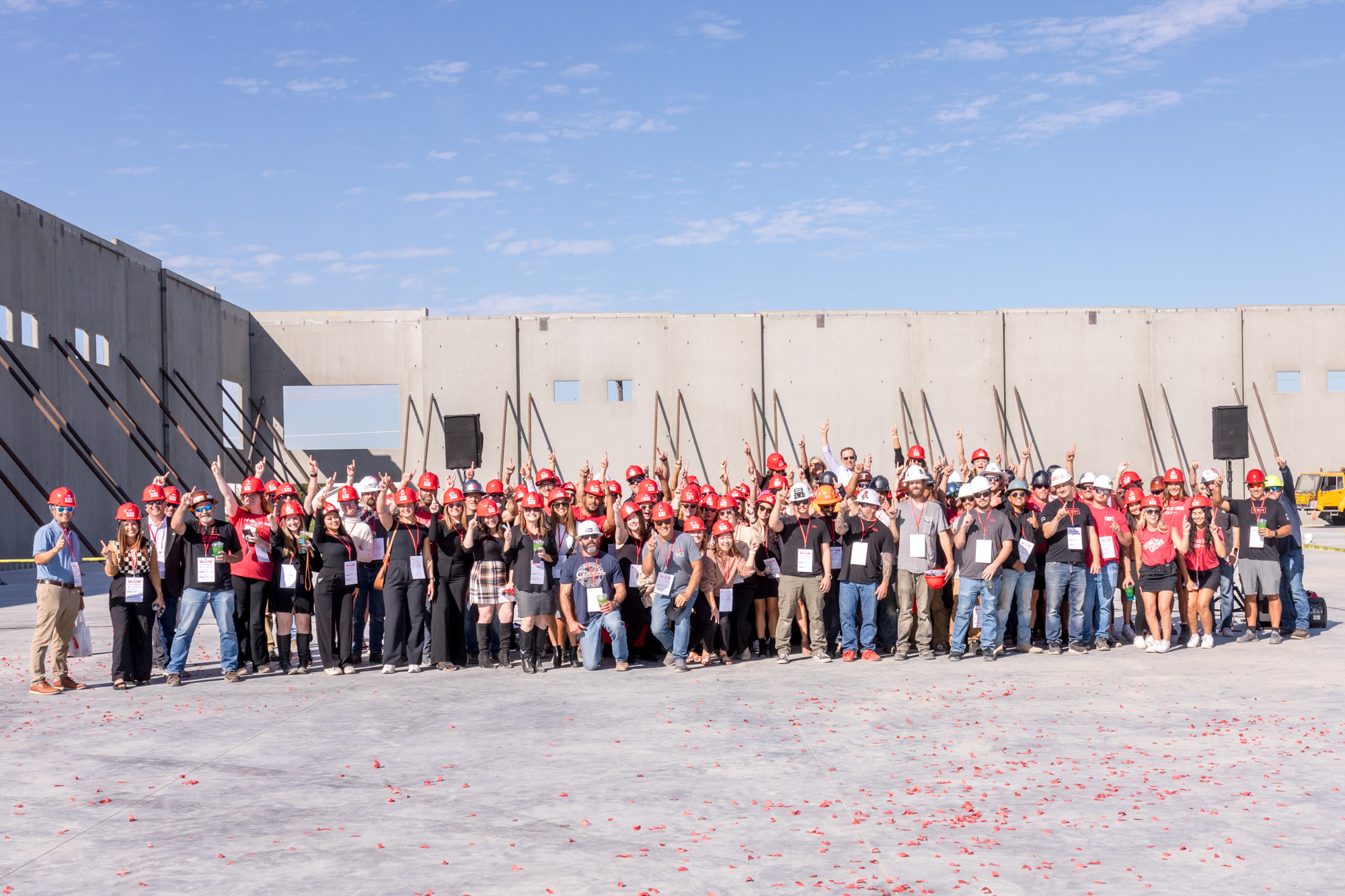 CBH Homes team celebrates the 'Wall Raising' of their new headquarters in Caldwell, Idaho