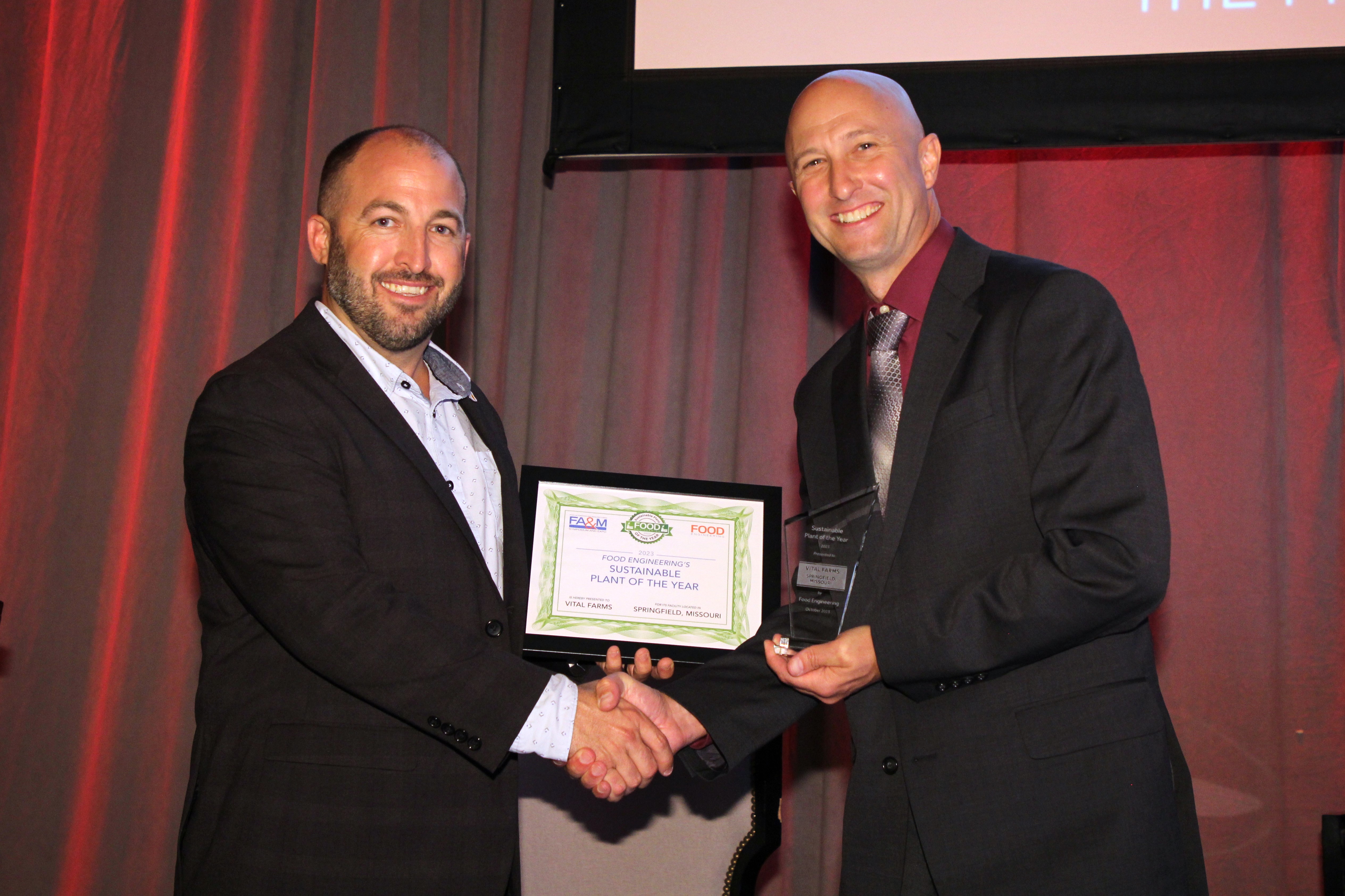 Vital Farms Director of Plant Operation Carl Kicklighter and FOOD ENGINEERING Editor-in-Chefi Derrick Teal