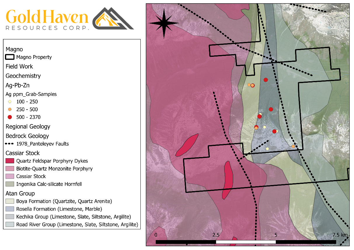 Figure 1- Ag Sample locations from the 2025 Field Program at the Magno Zone