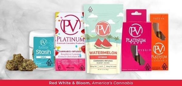 Image 1: A strategic selection of Platinum’s popular vape products including Indica, sativa, hybrid, and other award- winning Platinum brand products 