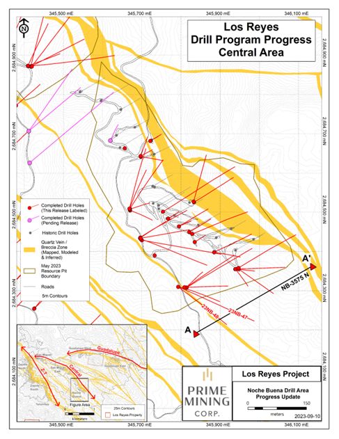 Central Zone (Noche Buena area) drill progress