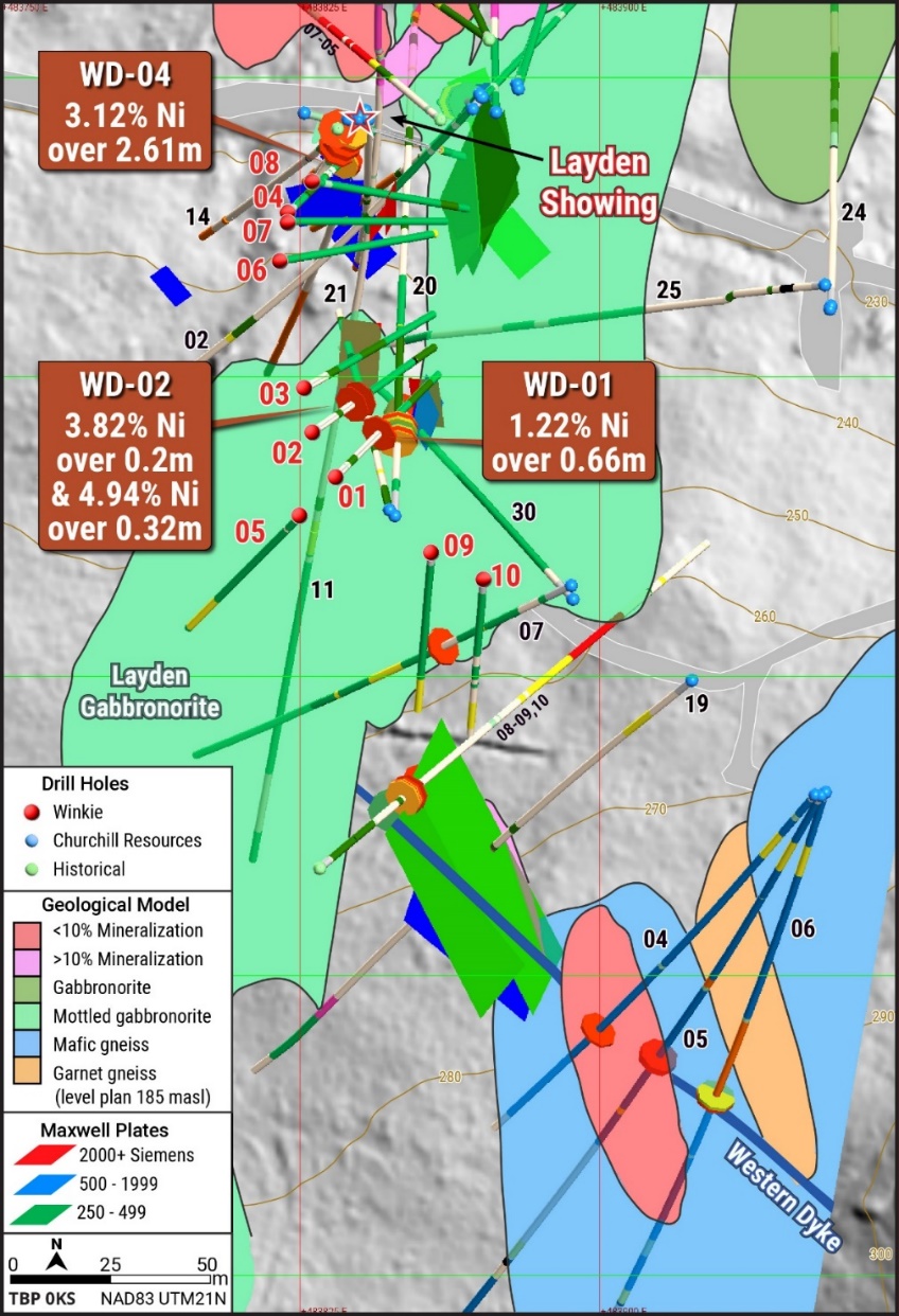 Winkie Drillhole Plan and Intersections Geophysical Surveying