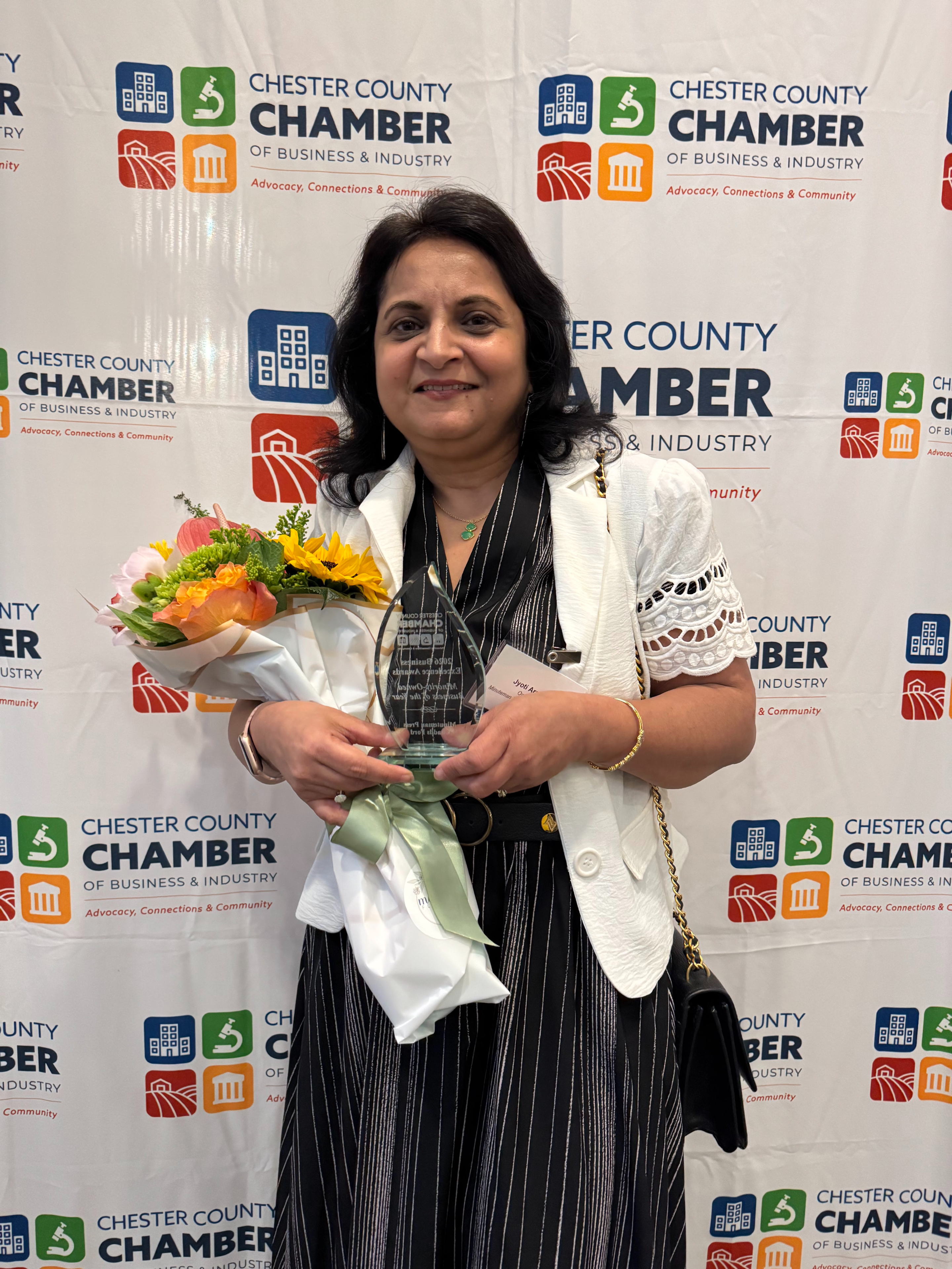 Jyoti Arora’s Minuteman Press Franchise in Chadds Ford, PA Named Minority Business of the Year by Chester County Chamber of Business & Industry