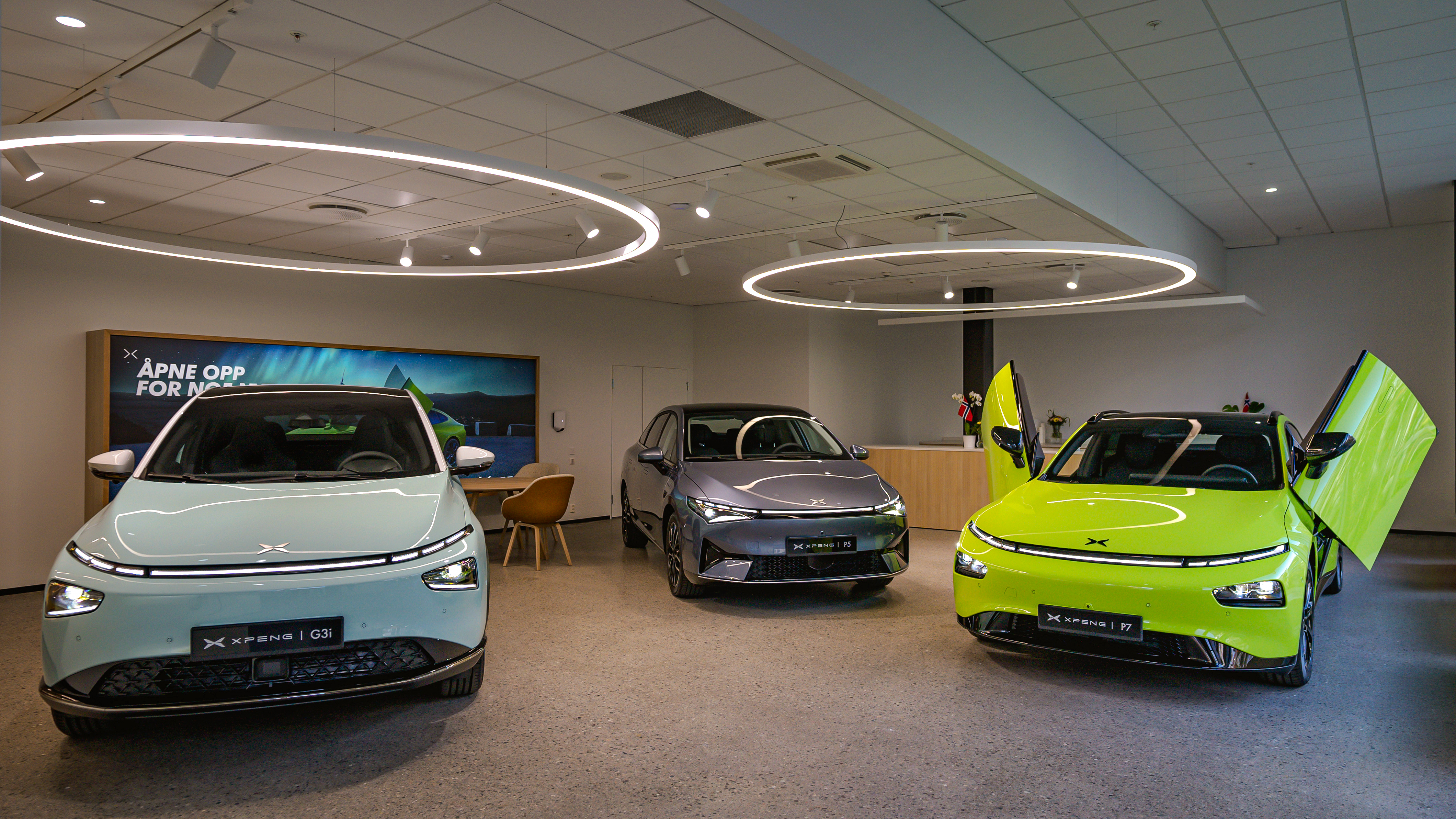 XPENG Norway Store Product Lineup on Display