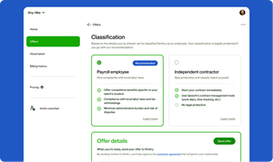 Classifying a contract though Upwork's solution for full-time hiring