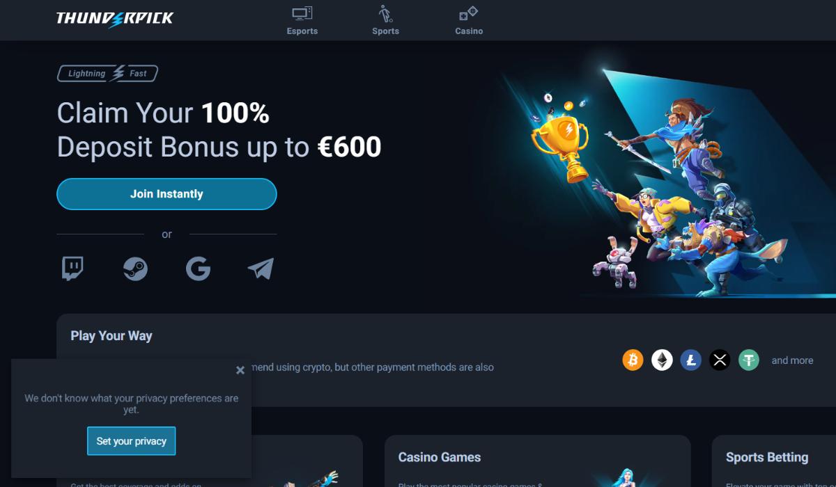 Thunderpick homepage