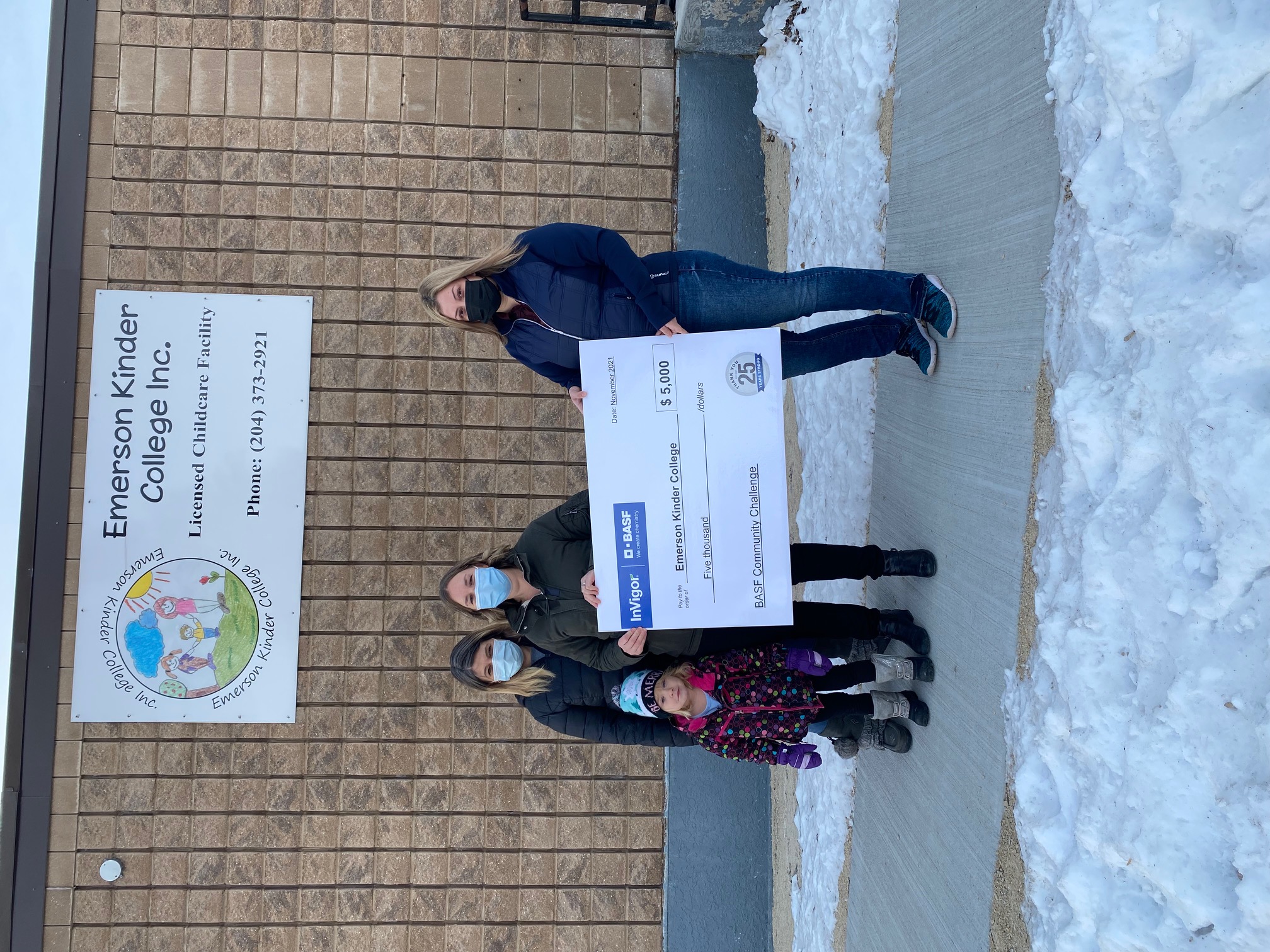 Emerson Kinder College Inc cheque presentation