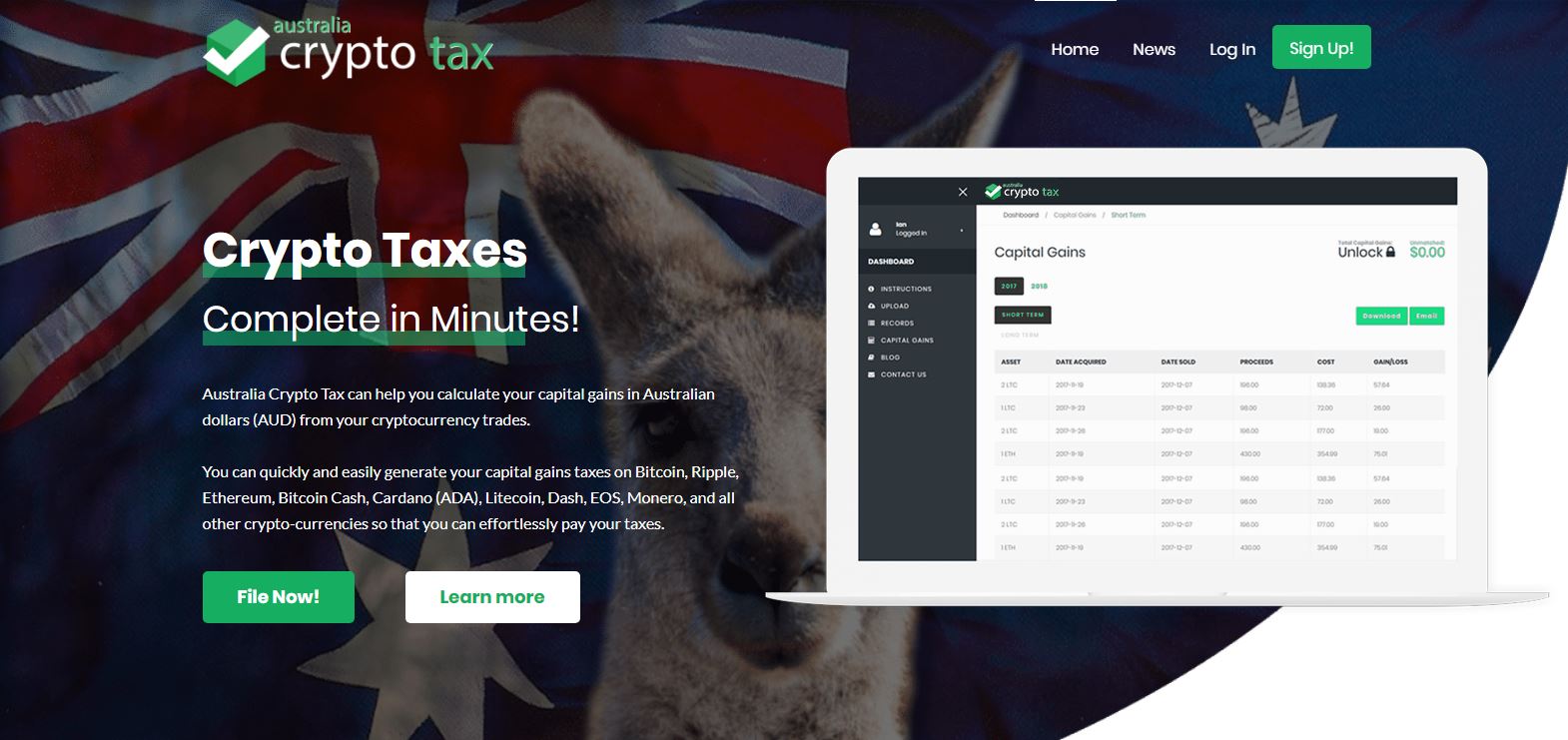 Australia Crypto Tax can help you calculate your capital gains in Australian dollars (AUD) from your cryptocurrency trades.