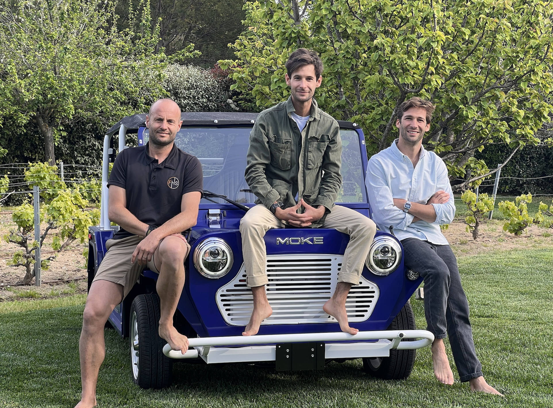 Fabien de Labarre (Bo-House Partner), Willy Gruyelle (Moke France CEO), Antony Tardieu (Tardieu Immobilier Partner) in Saint-Tropez