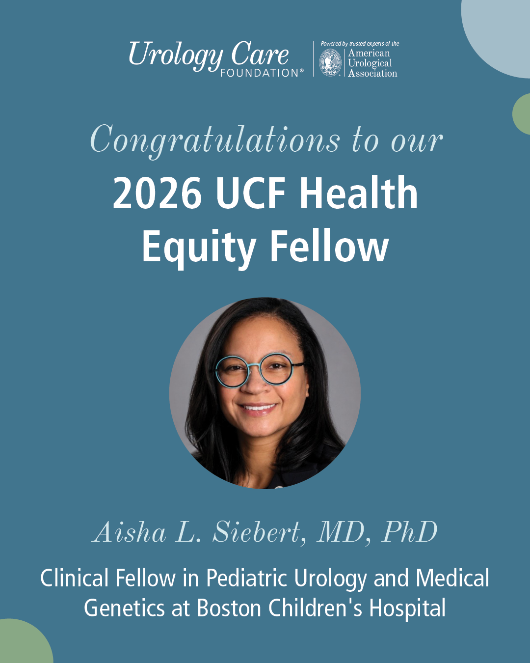 Urology Care Foundation Names Dr. Aisha Siebert 2026 Health Equity Fellow