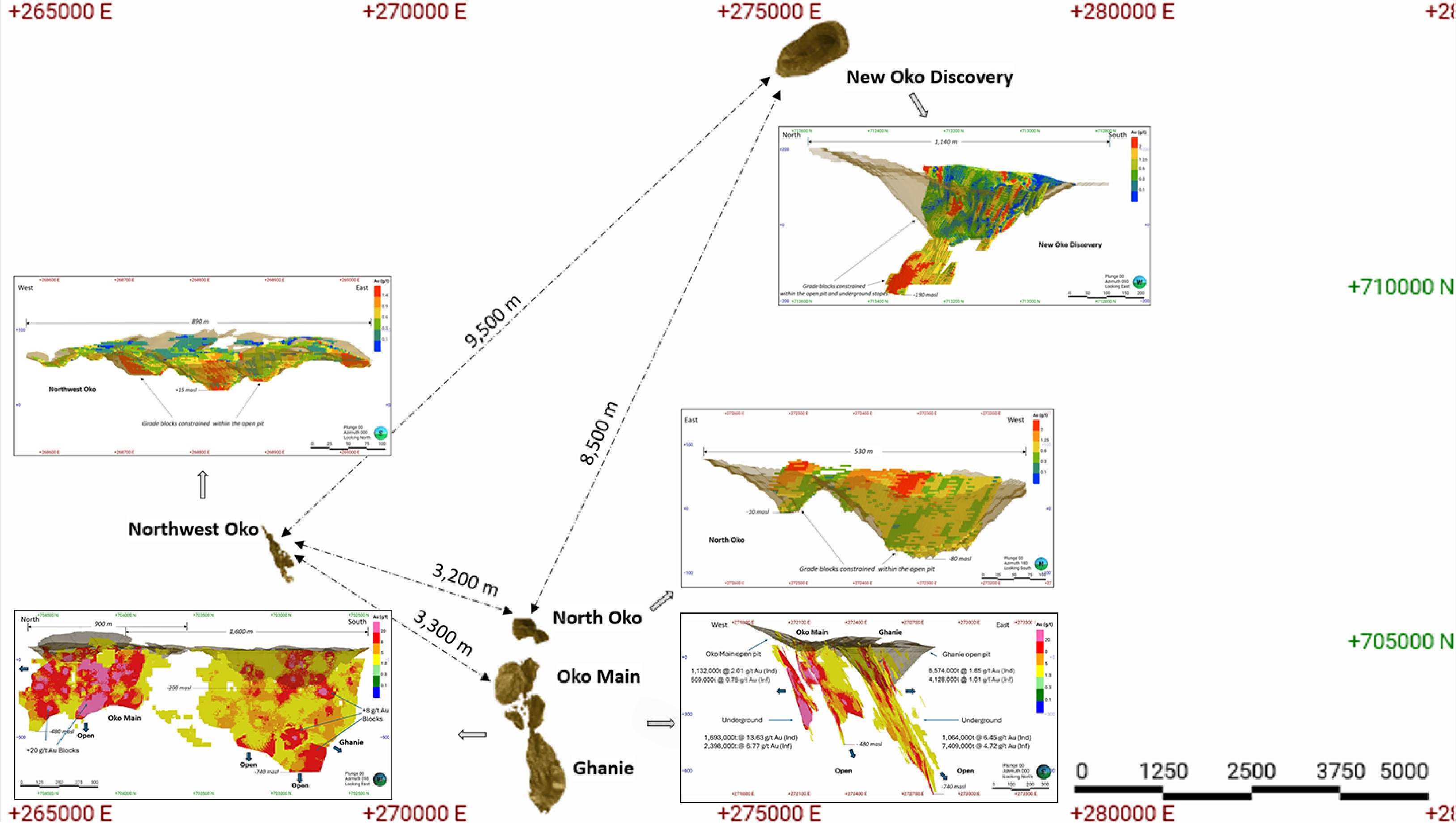 Figure 2 – Oko Project Plan View of All Deposits