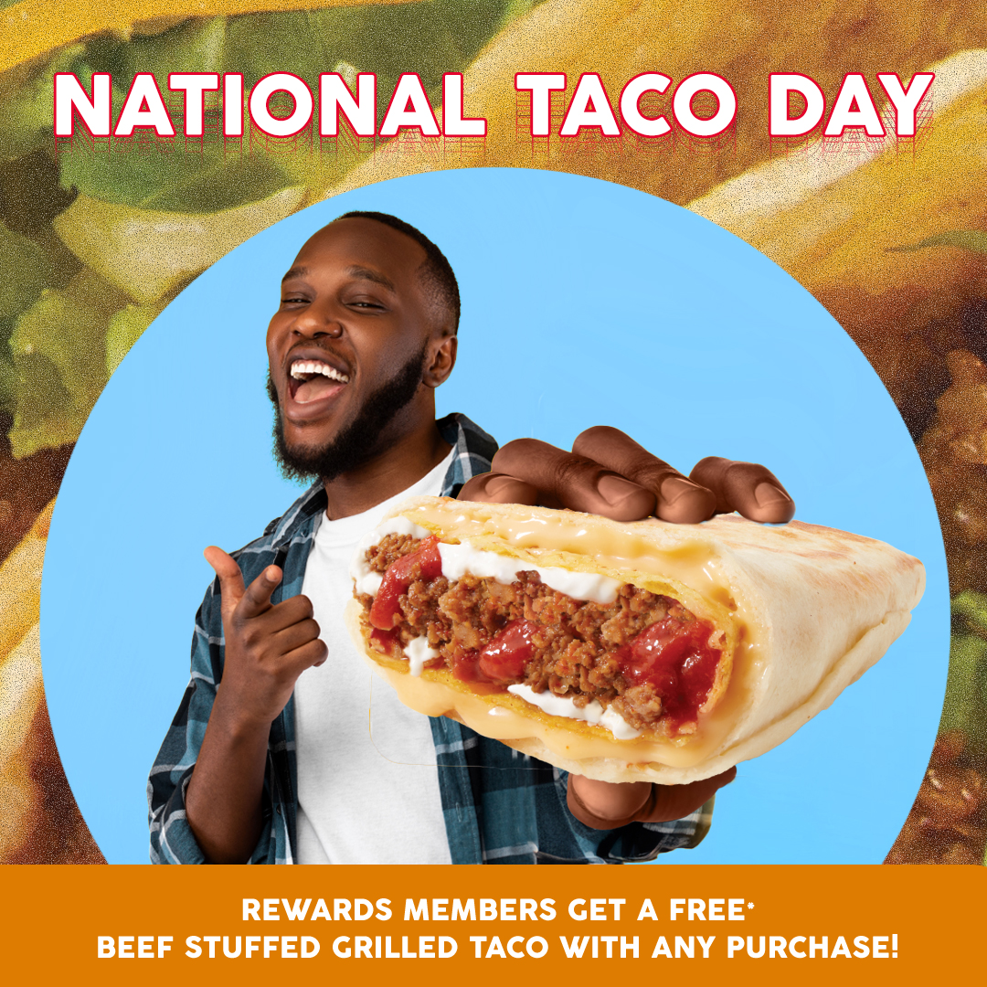 Taco John’s To Celebrate National Taco Day On Taco Tuesday With Free Beef Stuffed Grilled Taco For Bigger Bolder Rewards Members