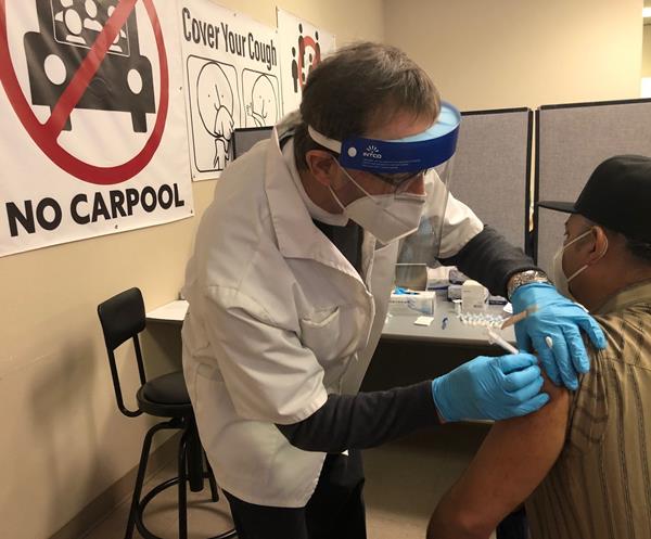 A Foster Farms employee is among the first California agricultural workers to receive the COVID-19 vaccine.