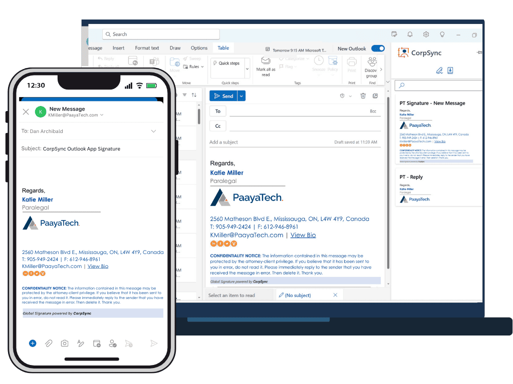 Outlook email signature for all devices by CorpSync