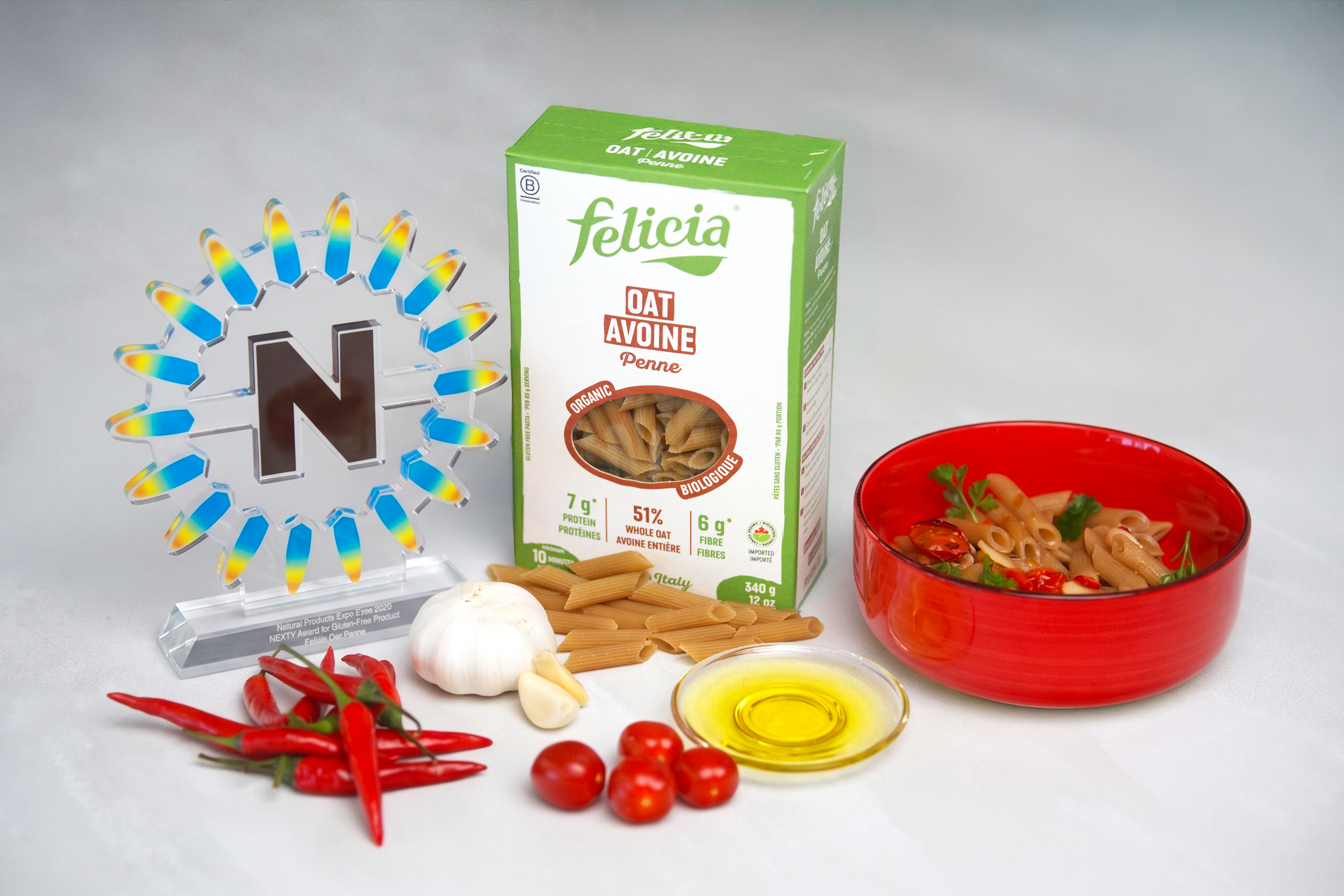 NEXTY award winner Felicia Oat Penne. Recipe: Aglio, Olio e Peperoncino.