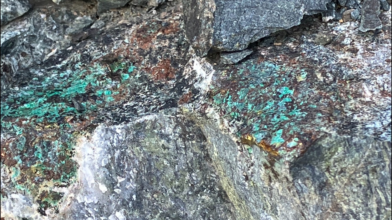 Figure 2 melachite (copper mineral)staining
