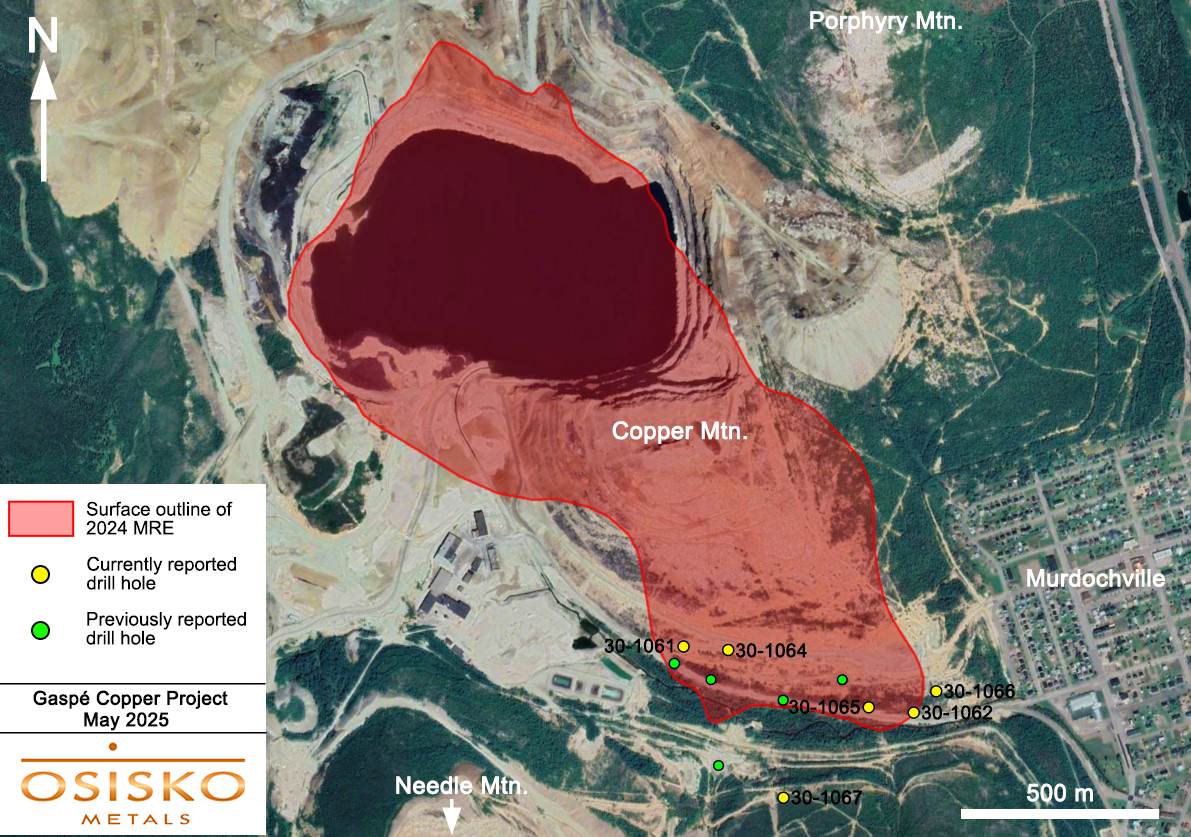 OM Gaspé Copper Project (May 5, 2025) Location of Drill Holes