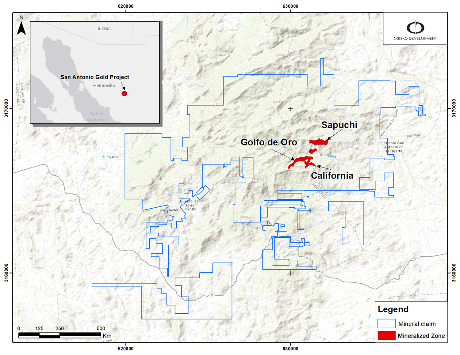 Figure 1: San Antonio Mineral Zones overview map 