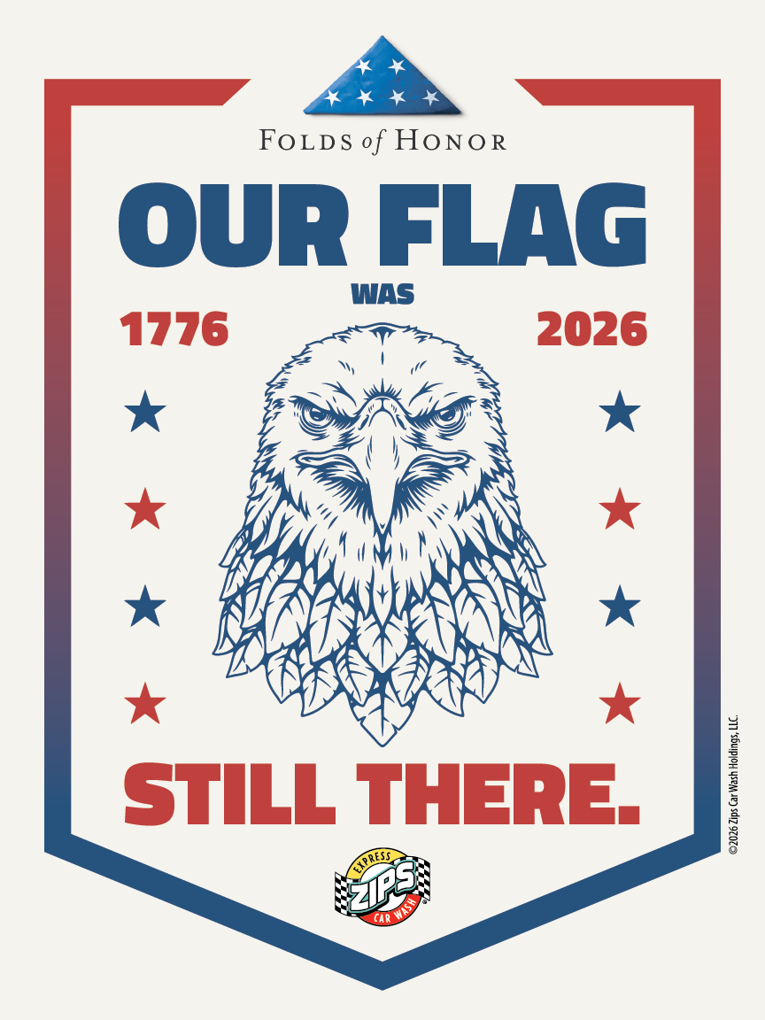 Beginning September 10, 2026, ZIPS will offer free co-branded ZIPS Car Wash and Folds of Honor stickers to members and retail customers who make a same-day purchase at participating locations. The stickers will be available while supplies last, with a limit of one sticker per guest per wash per day. The sticker serves as a small reminder of the larger purpose behind Patriot Weekend: supporting the families of those who have served and sacrificed for others.