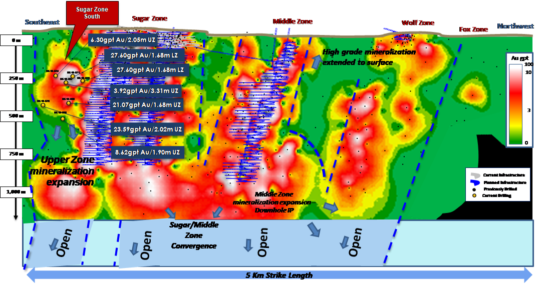 Longitudinal Projection – Near Mine Mineralization