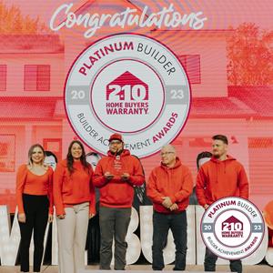 CBH Homes awarded 2-10 Home Buyers Warranty Platinum Builder Award for Outstanding Leadership in New Construction