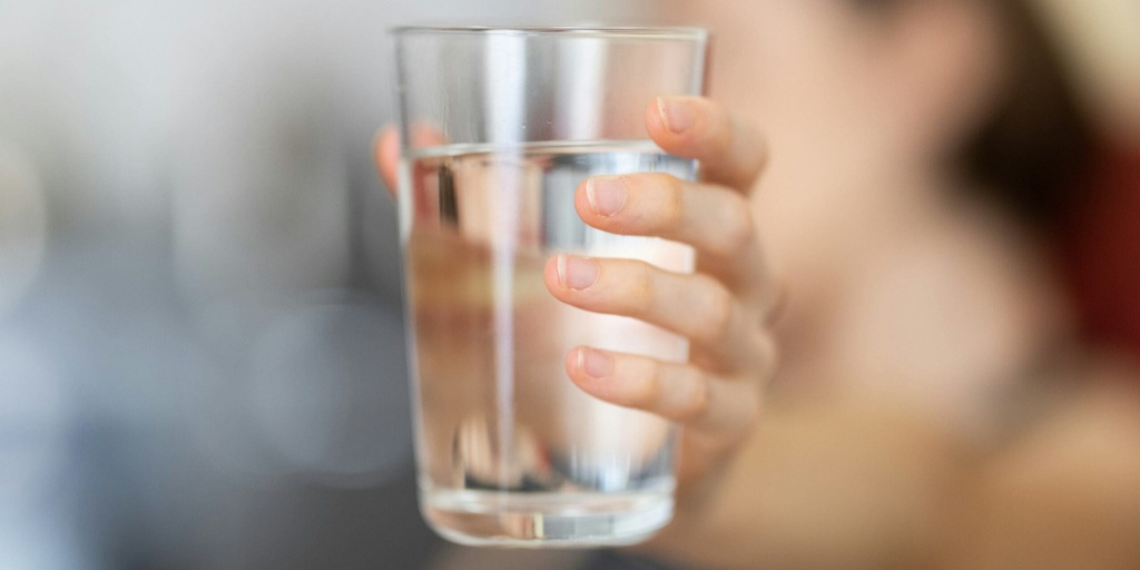 a glass of water