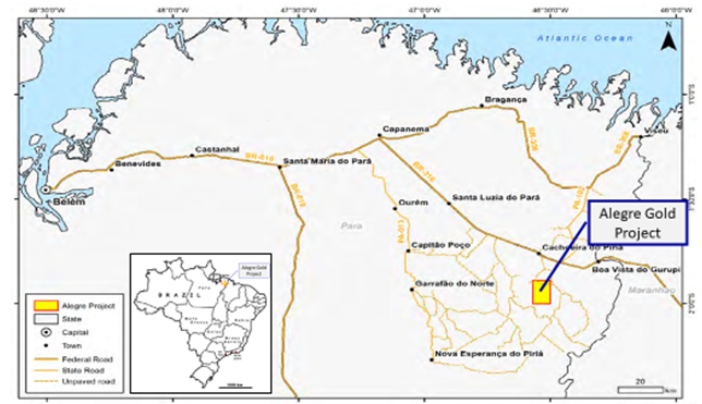 Location of the Alegre Gold Project