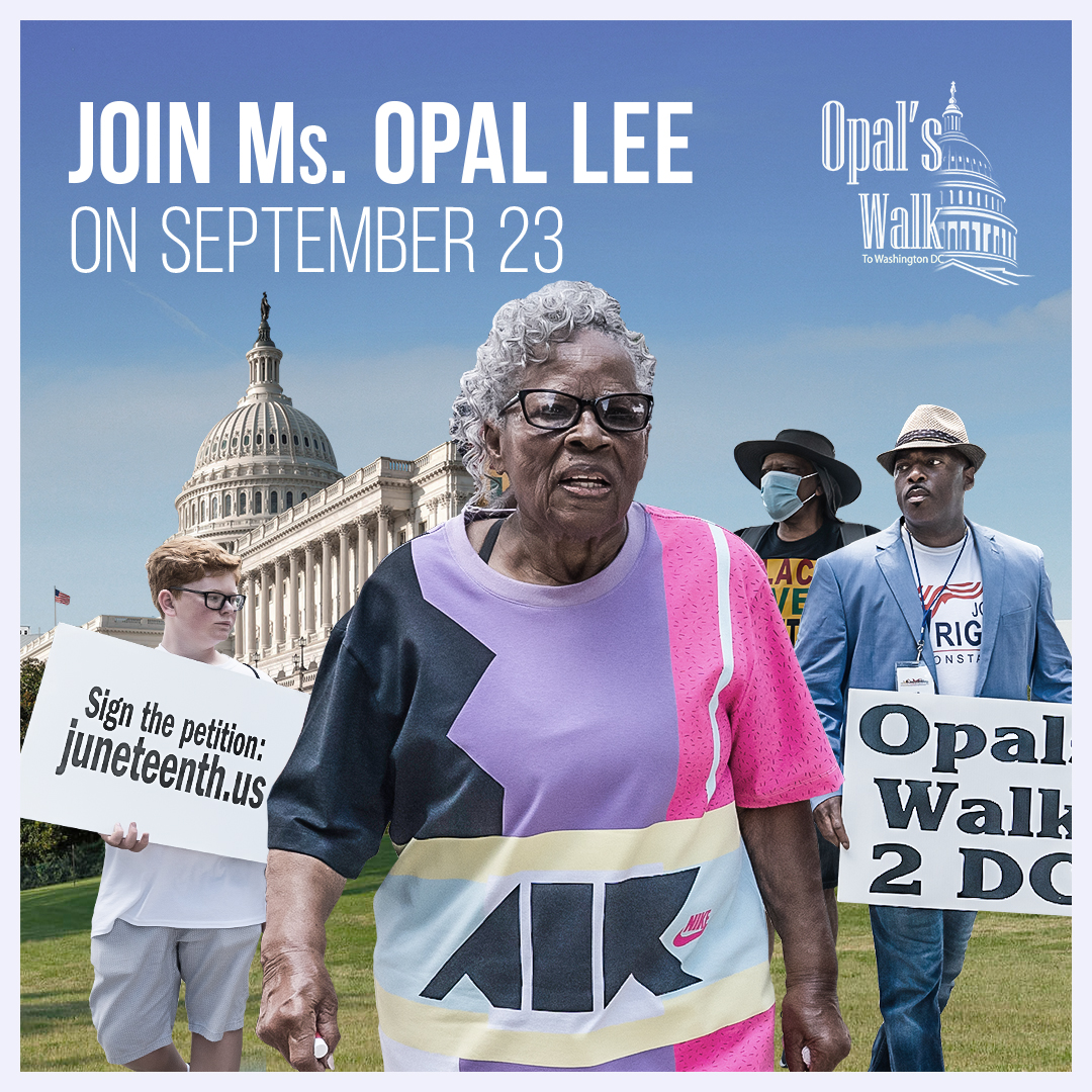 Ms. Opal Lee will deliver the 1.54 million signatures from her petition to Congress on September 23.
