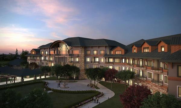 Rendering of apartment-style Manor Homes that will be located at the center of the community. 