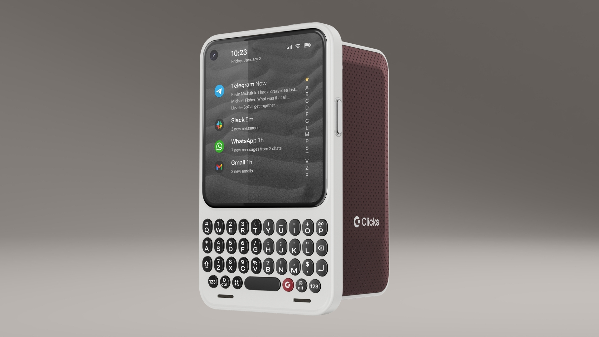 Clicks Communicator in Smoke with Vino cover