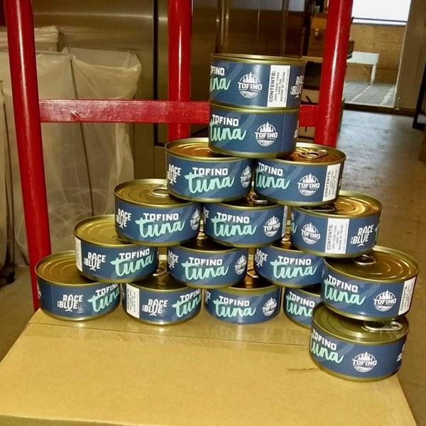 Cans of Pacific Albacore Tuna ready for distribution - credit Tofino Resort + Marina