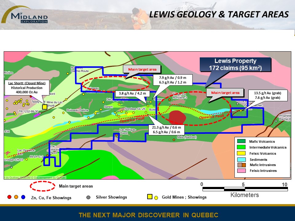 Figure 3 Lewis geology and target areas