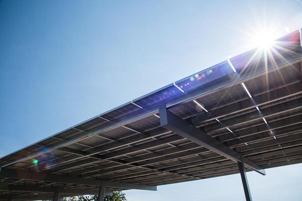 An example of a typical solar canopy installation at one of Stockton USD's elementary schools.