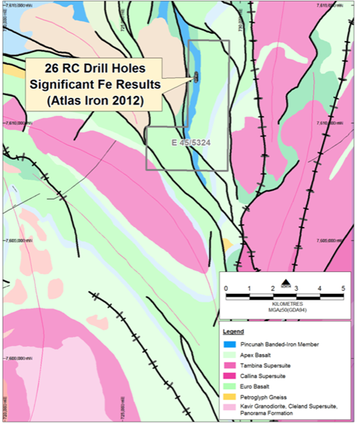 Figure 3. 1:500k Geology of the Tambourah project area