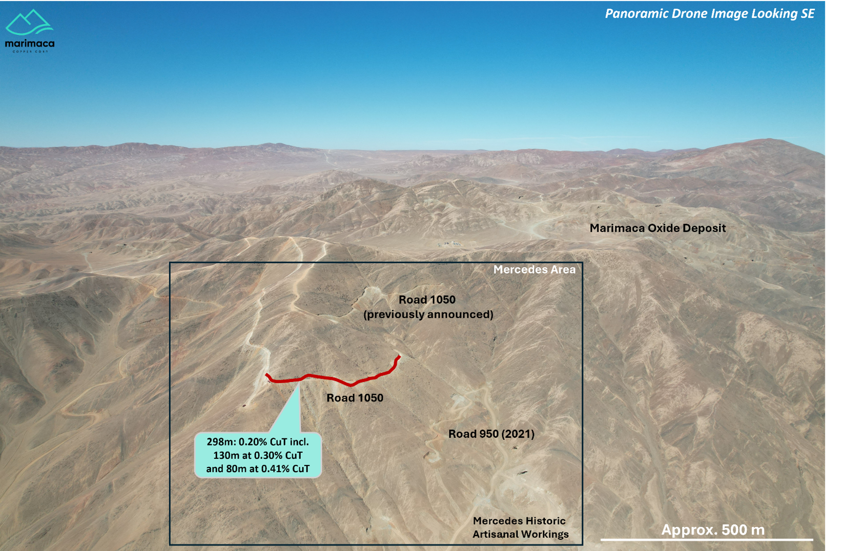 Aerial Photo of Mercedes Target, Road Cutting and MOD (looking Southeast)