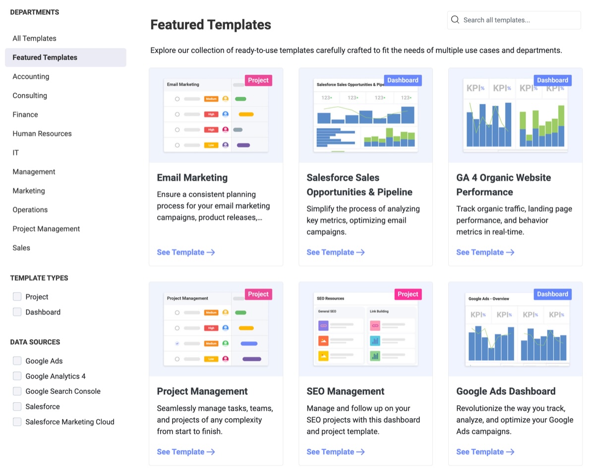 Slingshot's ready-to-use templates