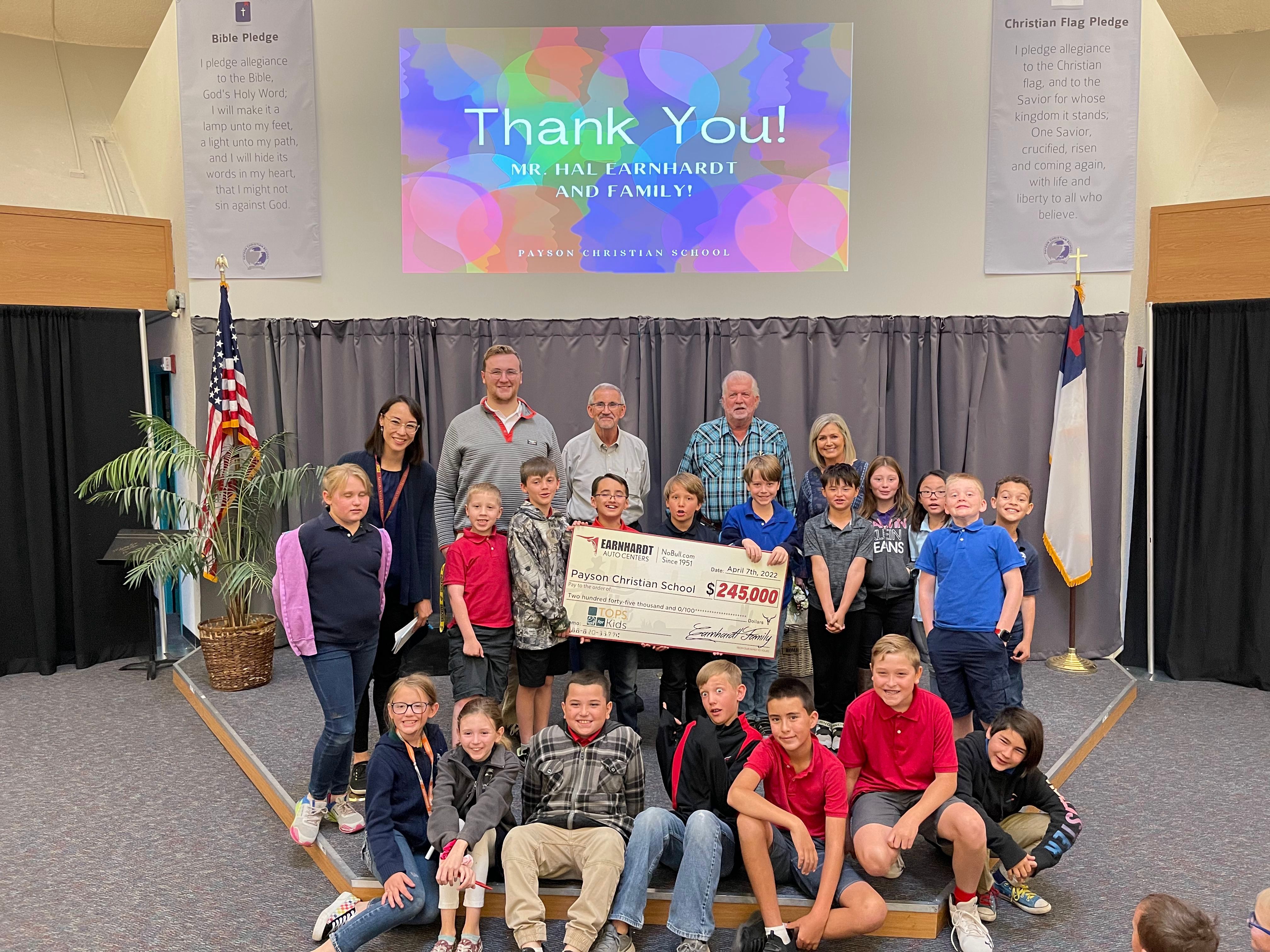 Earnhardt Auto Center Donation to Payson Christian School