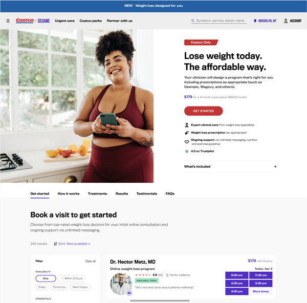 Costco unveils new weight loss service with healthcare partner Sesame