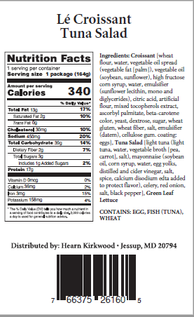 Packaging Label of Recalled Items